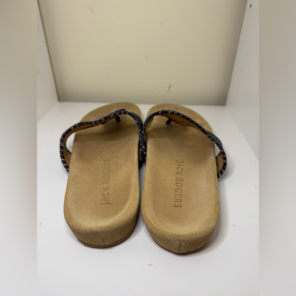 Jack Rogers Jacks Comfort Sandals Size 8.5 Navy Blue Leather Slides Thongs - Picture 7 of 7